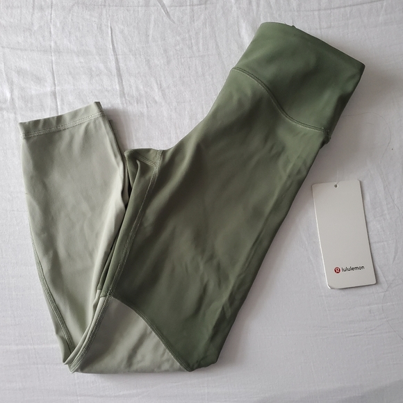 lululemon athletica Pants - Lululemon Nulu Colour Block HR Crop 23" Leggings - Green twill/ green fern